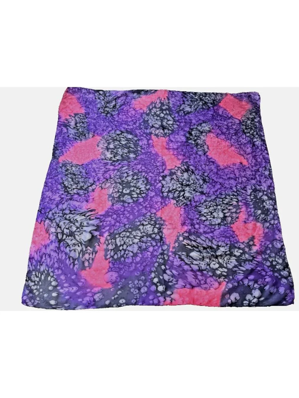 Vintage Silk Scarf Tie Dyed Color Bursts of Purple Pink Abstract 34